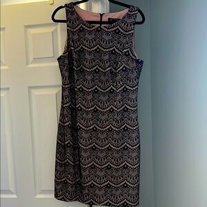 Guess Black and Pink Lace Pattern Mini Dress